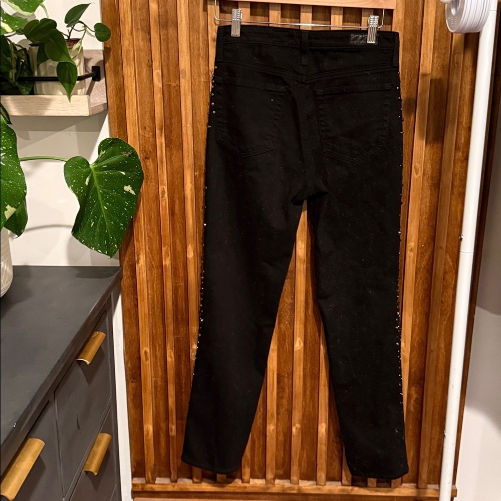 ANTHROPOLOGIE X AG The Isabella High Rise Straight Studded Jeans. 26X28 - Picture 4 of 9